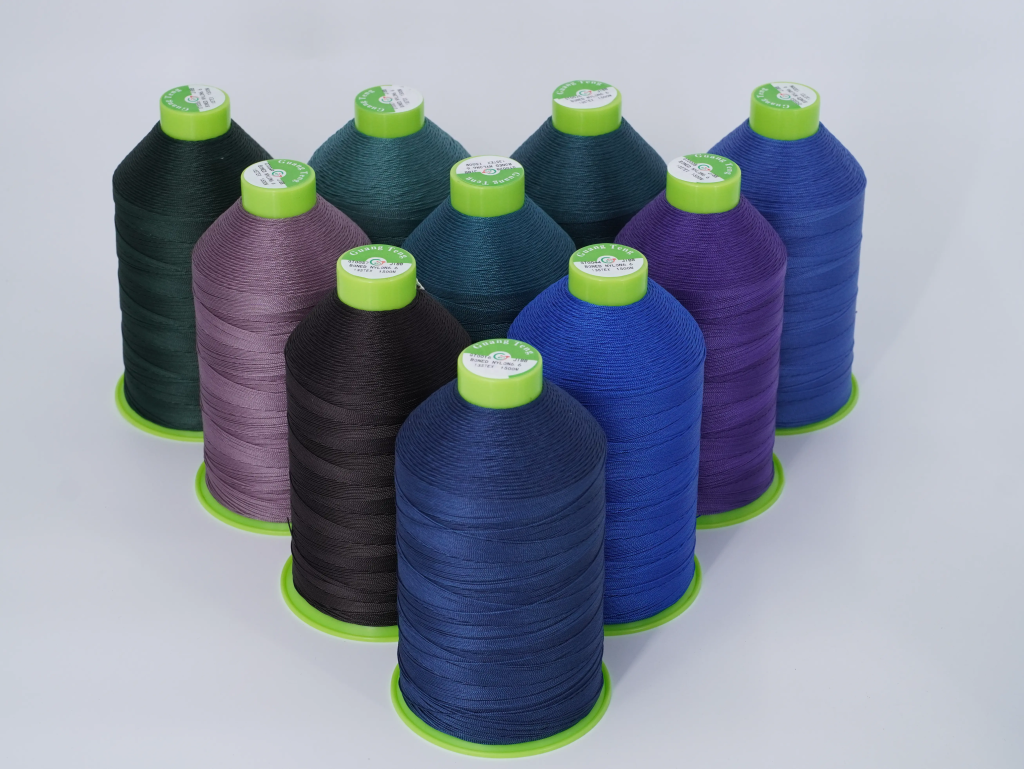 Bonded nylon sewing thread for strong and durable leather stitching.