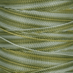 Close up of intertwined green and gray braided ropes