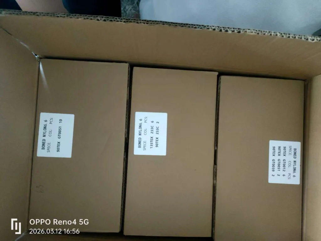 Industrial grade vacuum sealed packaging for bonded nylon thread